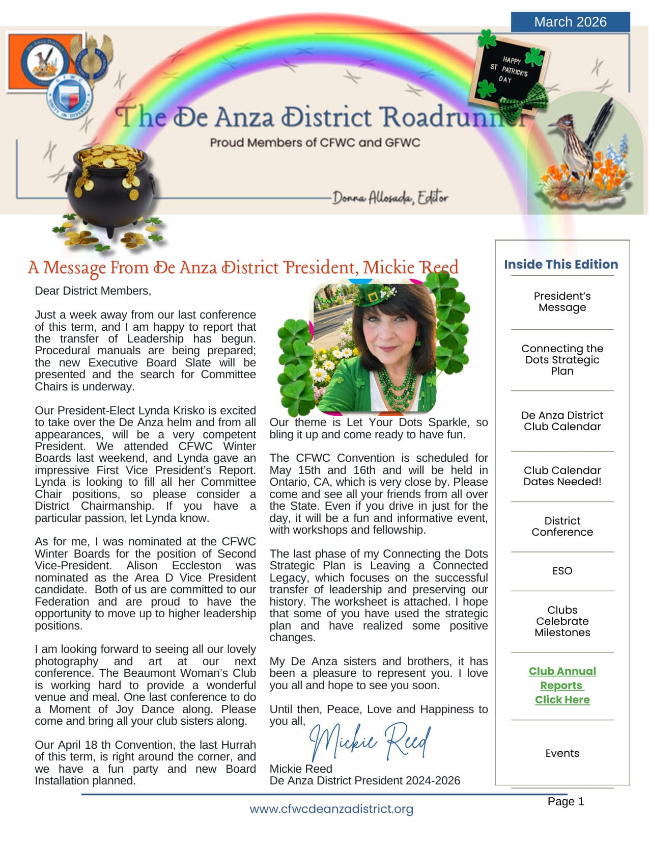 The De Anza District Roadrunner — page 1
